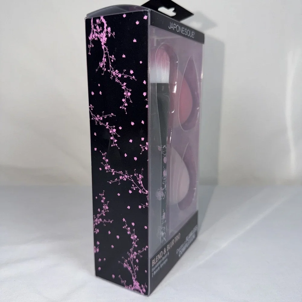 Japonesque Blend & Blur Trio Makeup Brush & Beauty Sponge Set NIB